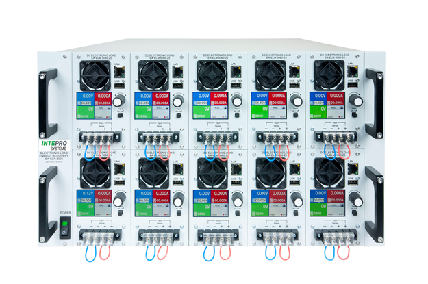 Intepro’s energy-recovering rack-mount DC load system features plug-in programmable modules